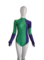 Green And Purple Spandex Leotard Zentai Costume