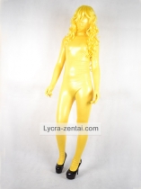 Full Body Yellow Metallic Zentai Suit