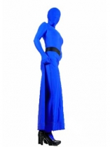 Blue with Black Lycra Spandex Unisex Zentai Dress with Pants