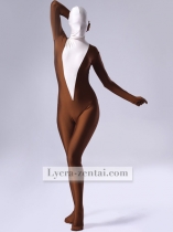 Coffee White Lycra Spandex Zentai Suit