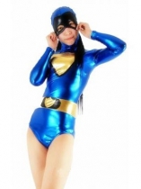 Blue Shiny Metallic Zentai Catsuit