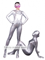 Silver Shiny Metallic Fullbody Zentai Suit