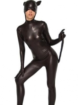Black Catwoman shiny Metallic Zentai Costume Black Catwoman shiny Metallic Zentai Costume