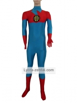 Blue And Red Spandex Captain Planet Superhero Costume