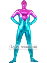 Blue And Rose Shiny Metallic Zentai Suit