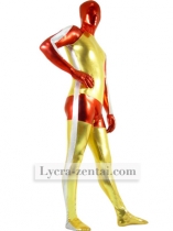 Red Sliver And Gold Shiny Metallic Zentai Suit