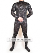Black oil painting Lycra Zentai Suit