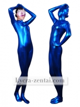 Dark Blue Shiny Metallic Zentai Suit