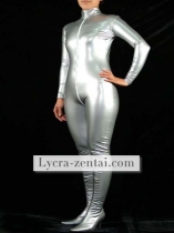 Front Zipper Silver PVC Zentai Suit Front Zipper Silver PVC Zentai Suit