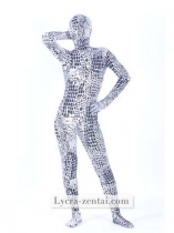 Silver Decorative Pattern Fullbody Zentai Suit