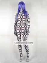 Grid Spandex Full Body Black White Zentai Suit