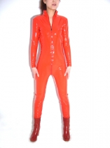Red Front Open Pvc Zentai Catsuit Red Front Open Pvc Zentai Catsuit