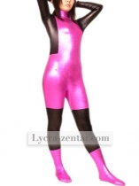 Black And Pink Shiny Zentai Catsuit