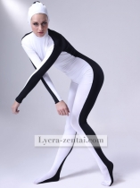 White Black Lycra Spandex Zentai Suit