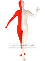 White Red Lycra Zentai Suit