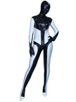 Black And White Shiny Metallic Unisex Zentai Suit