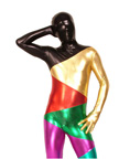 Black Red and Gold Shiny Metallic Zentai Suit Black Red and Gold Shiny Metallic Zentai Suit