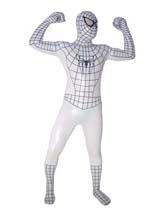White Lycra Spandex Spiderman Zentai Costume With Back Spider