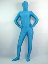 Blue Spandex Unisex Unicolor Zentai Suit
