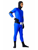Blue with Black Lycra Spandex Unisex Zentai Suit