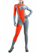 Gray with Orange Lycra Spandex Zentai Catsuit