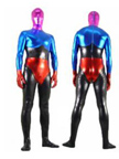 Shiny Metallic Unisex Zentai Suit Blue and Black Zentai Catsuit