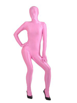 Pink Unicolor lycra spandex Unisex Zentai Suit